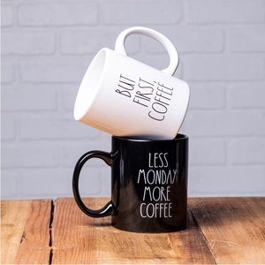 Mainstays 14 fl oz. Stoneware Sentiment Black Mug “ Less Monday More Coffee.